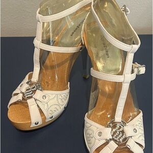 Vintage Y2K Rocawear Wooden White Stilleto
Heels With Bling Size 8